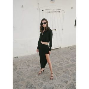 ZARA MIDI PAREO SKIRT SHORTS BLACK